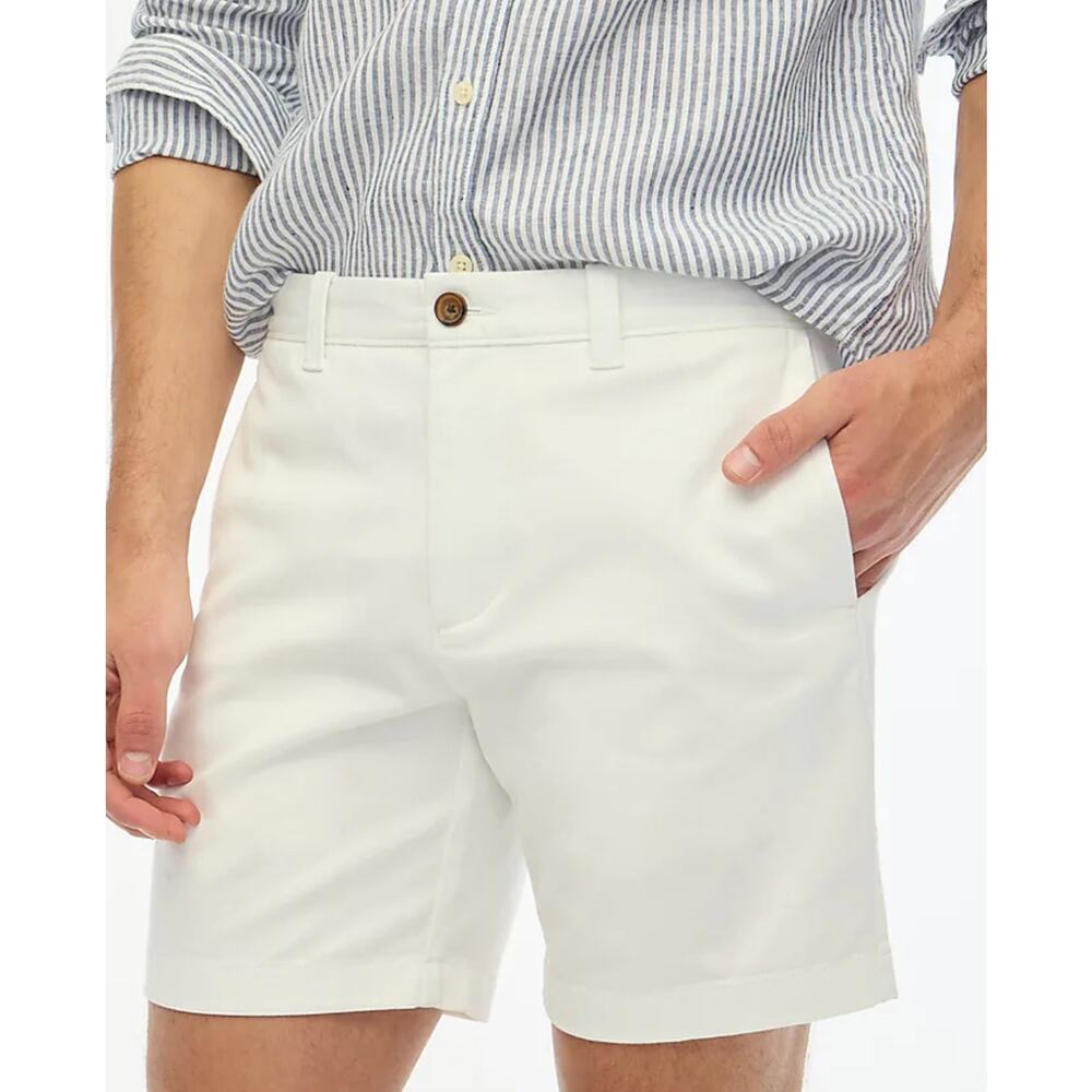 NWT J.Crew 7” Flex Chino Short In White Size 33